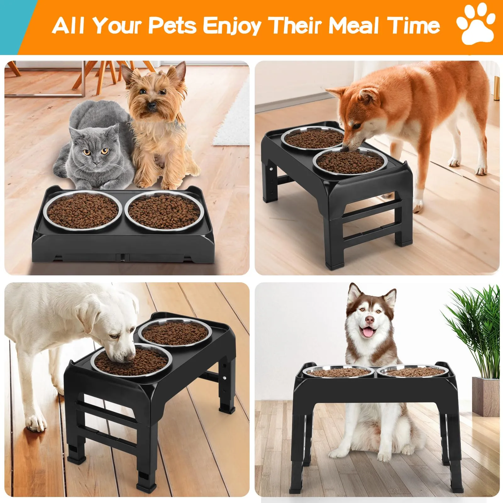2 Pack 6 Cups 8" Stainless Steel Dog Bowls 50oz Thickened Durable Replacement Dog Food Bowls for Food and Water, Fit for COMESOON Dog Bowl Stand DB-B01/DB-B03 Replacement Bowls x2