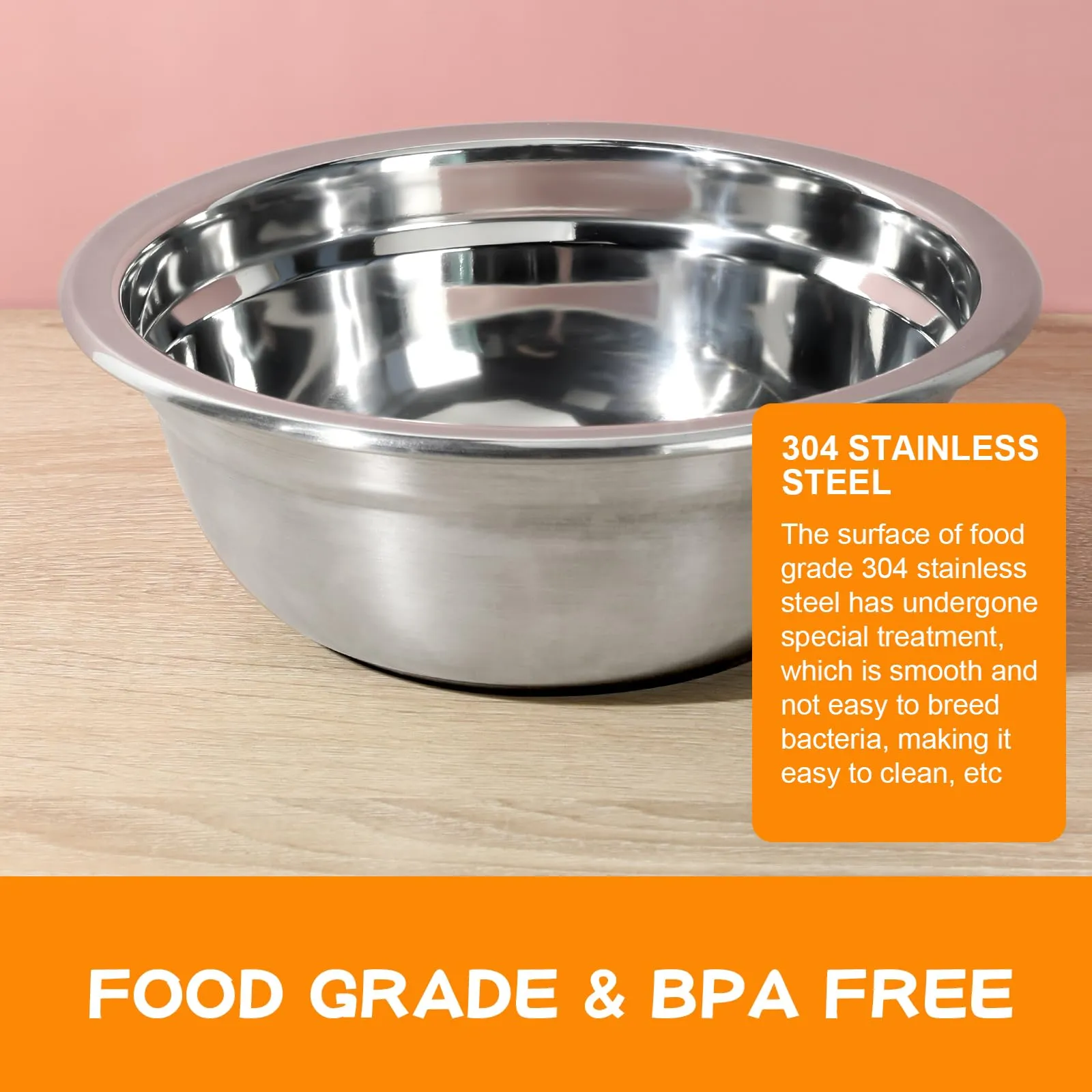 2 Pack 6 Cups 8" Stainless Steel Dog Bowls 50oz Thickened Durable Replacement Dog Food Bowls for Food and Water, Fit for COMESOON Dog Bowl Stand DB-B01/DB-B03 Replacement Bowls x2