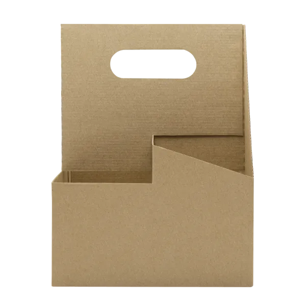 [200 ct] Kraft Drink Carrier with Handle, for 4 Cups (12-32 oz), Paperboard