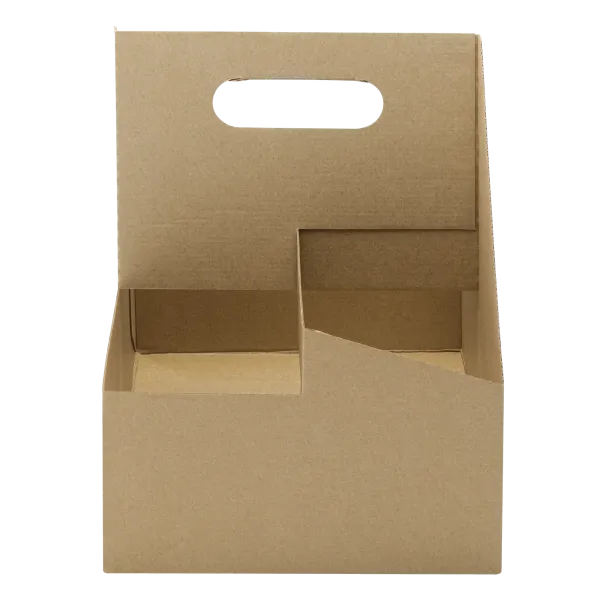 [200 ct] Kraft Drink Carrier with Handle, for 4 Cups (12-32 oz), Paperboard