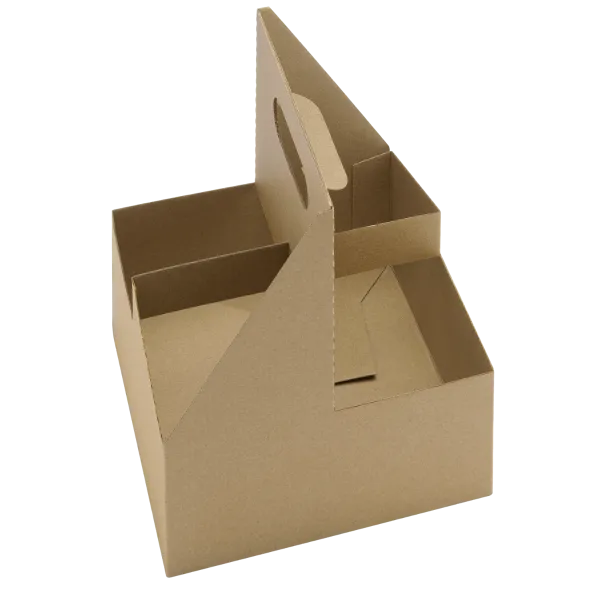 [200 ct] Kraft Drink Carrier with Handle, for 4 Cups (12-32 oz), Paperboard