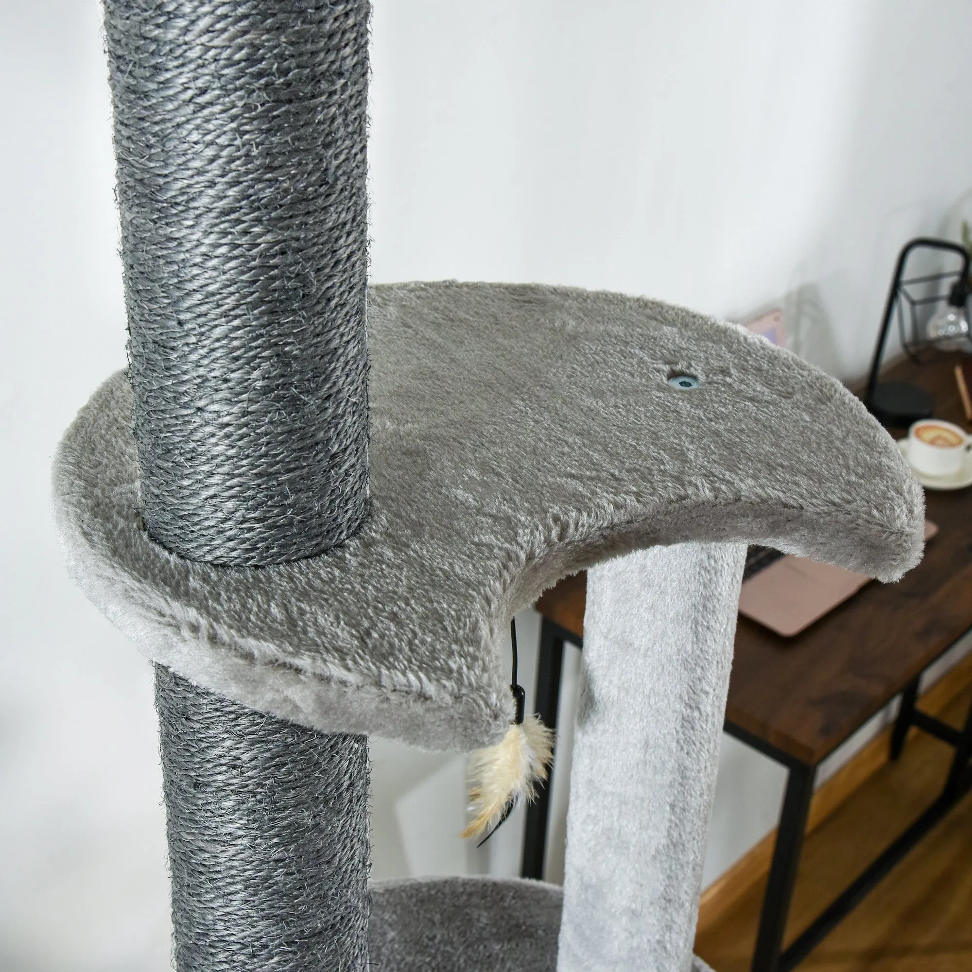 255cm Floor To Ceiling Cat Tree for Indoor Cats Climber Scratching Post Adjustable Height Play Tower Removable Cover Grey