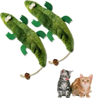 2pcs Crocodile Catnip Toys, 100% Pure Organic Catnip Filled for Indoor Cats, Interactive Plush Chew Toy Without Cotton, Teething Soft Pet Toys for Kittens Kitty