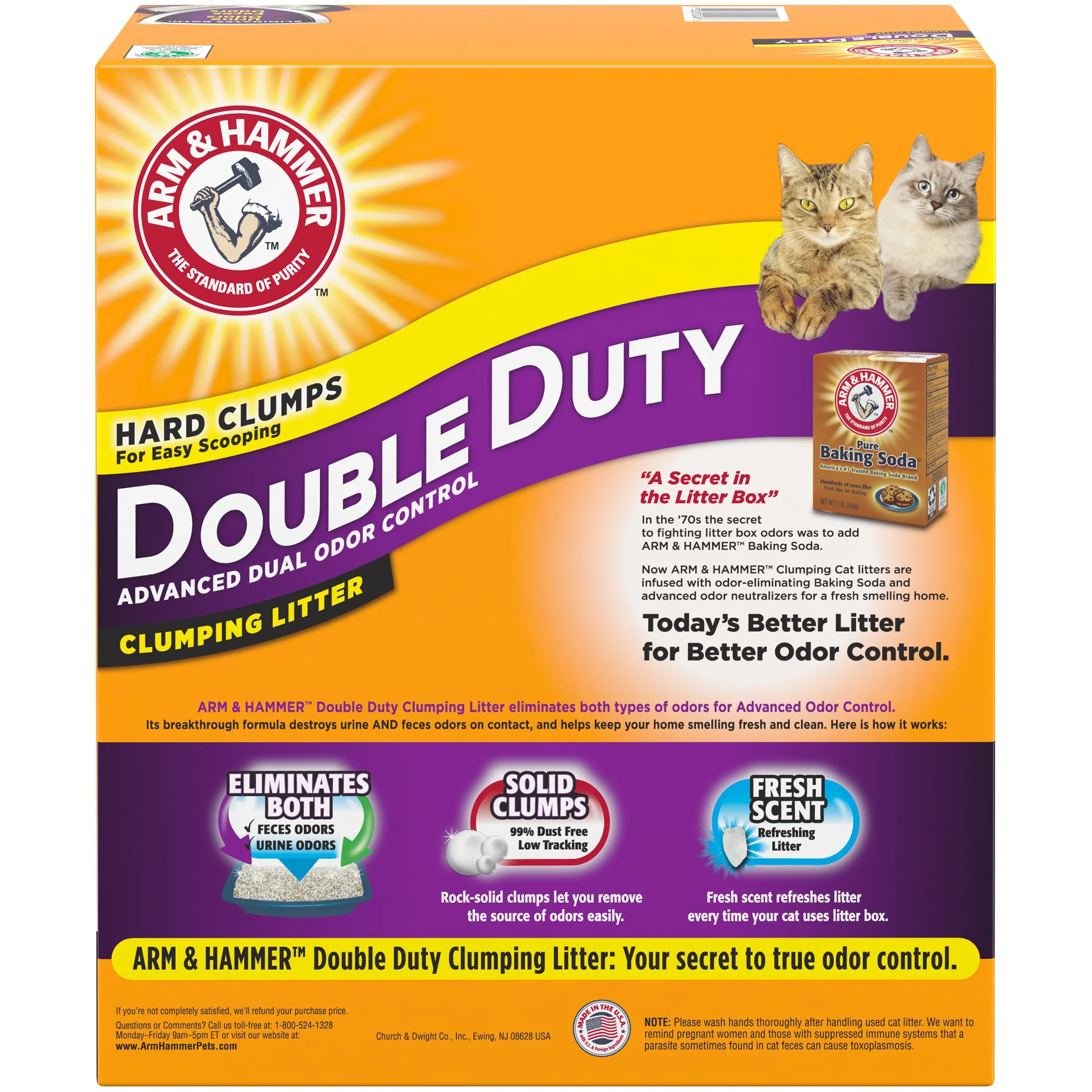 Arm & Hammer Double Duty Dual Advanced Odor Control Scented Clumping Cat Litter, 40lb