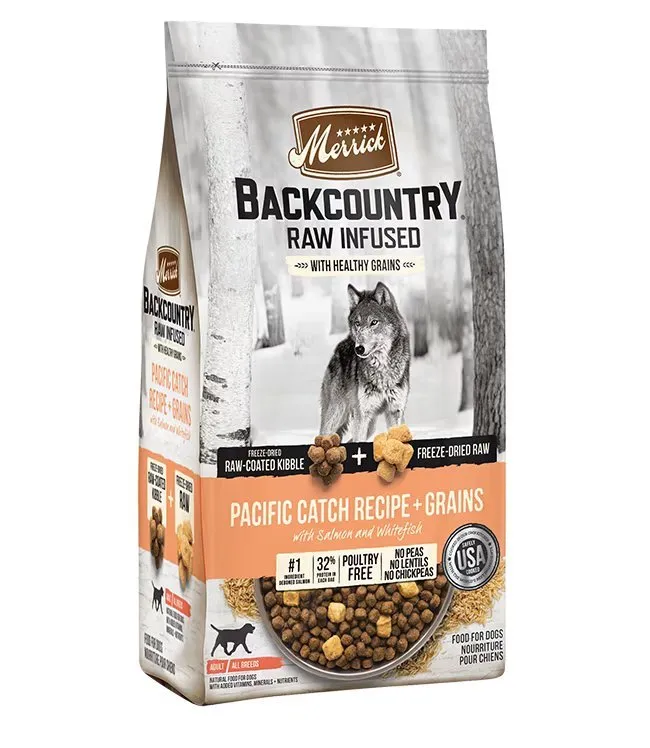 Backcountry - Raw Infused with Healthy Grains - Pacific Catch Recipe   Grains - Dry Dog Food - Merrick