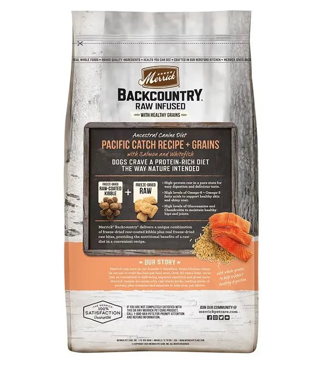 Backcountry - Raw Infused with Healthy Grains - Pacific Catch Recipe   Grains - Dry Dog Food - Merrick