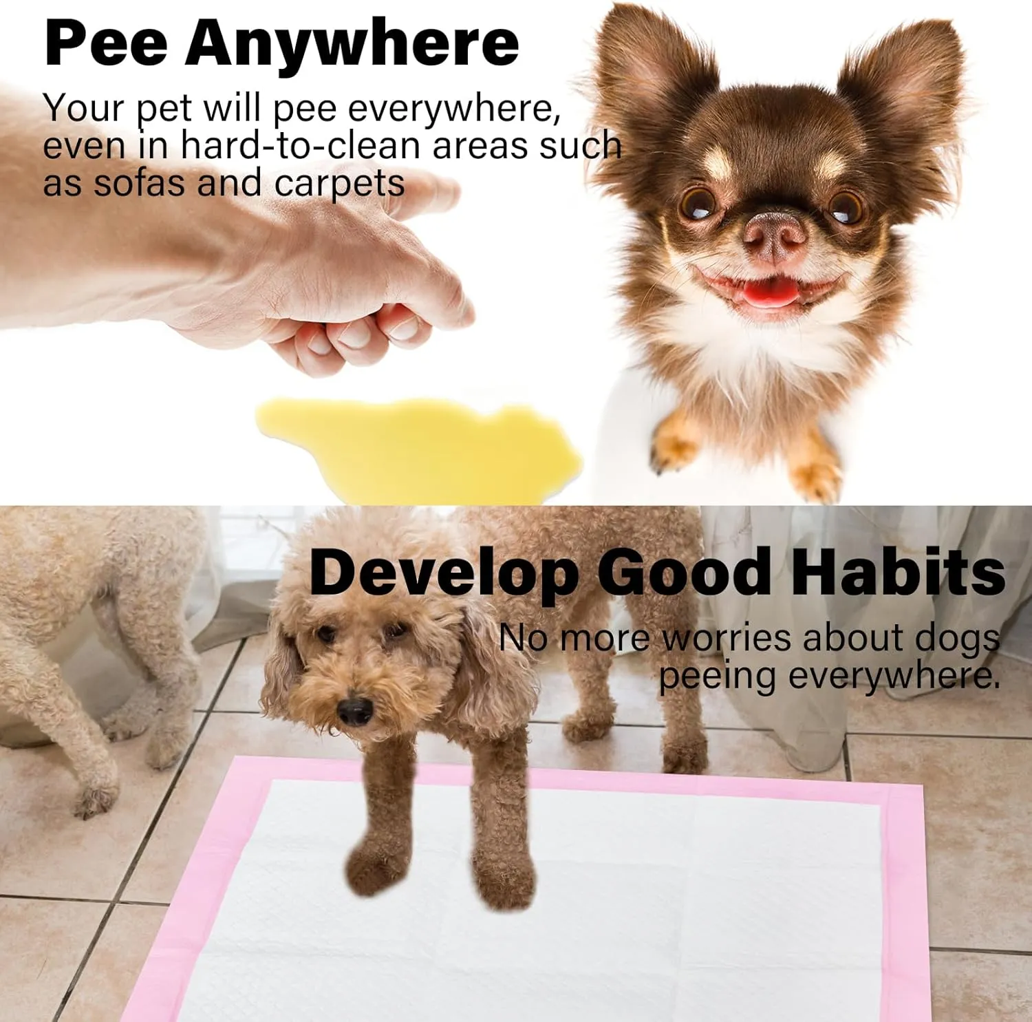 Basics Dog and Puppy Pee Pads with 4-Layer Leak-Proof and Quick-Dry Design for Potty Training, 13 x 17 Ultra Absorbent Disposable Changing Pads for Small Pets -Pink(25 Count)