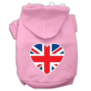 British Flag Heart Screen Print Pet Hoodies Light Pink Size Med (12)