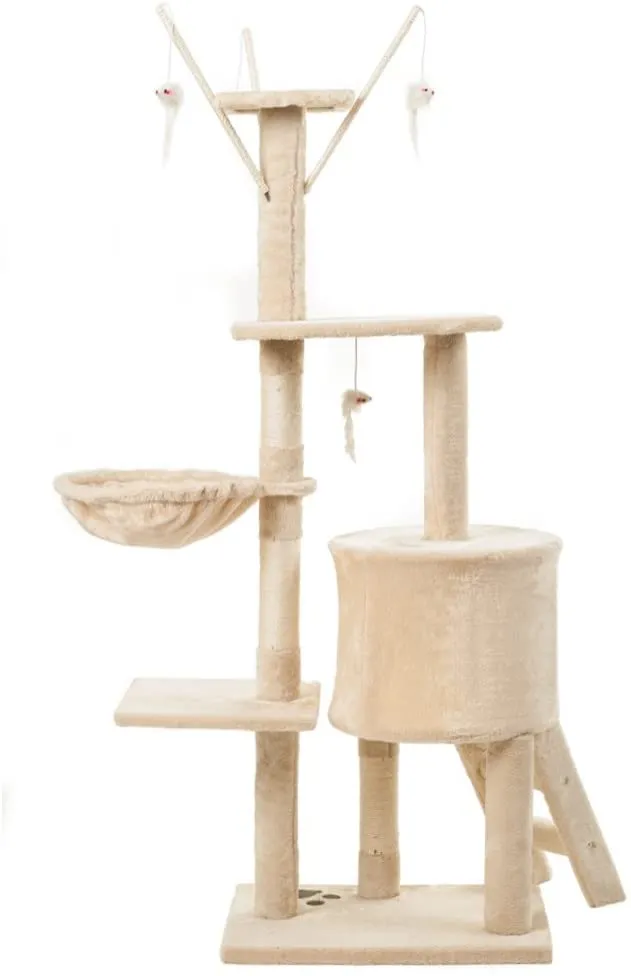 Cat Tree With Scratching Posts Perches, Basket Lounger And Ladder