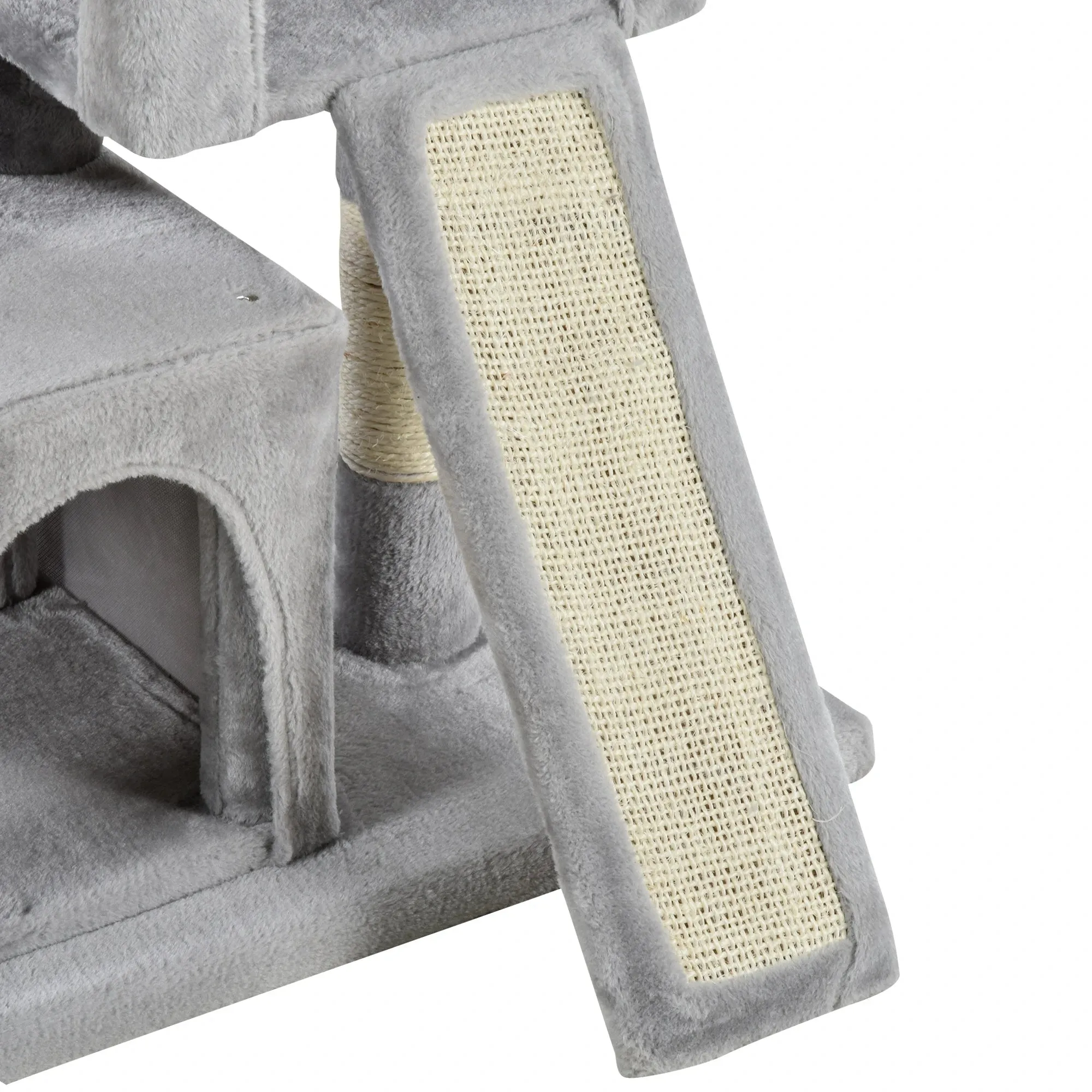 Cat Tree with Sisal Poles, Bed and 2 Houses, 59x39x83cm, Grey