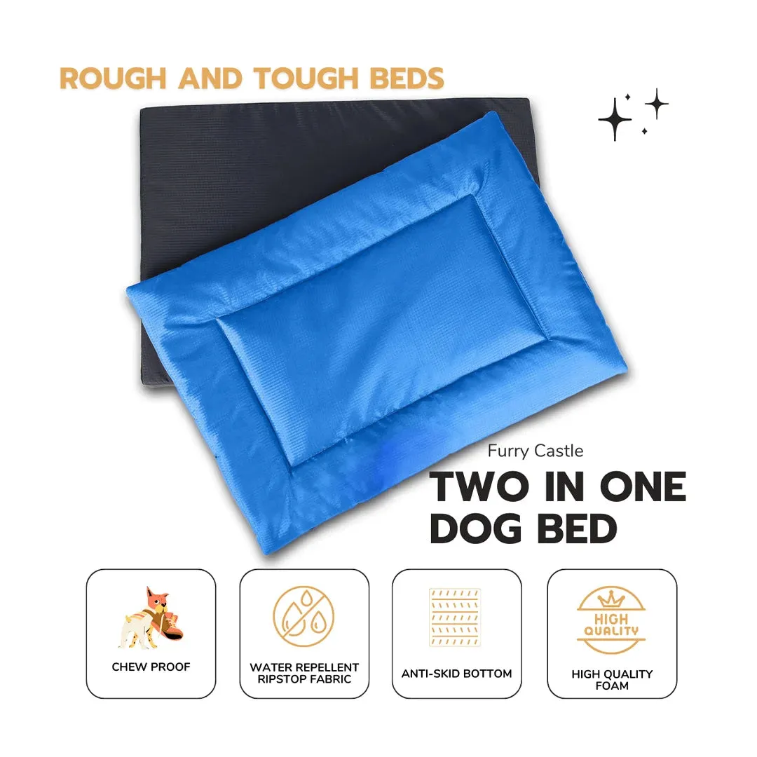 Chew Proof and Water repellent Two in one Dog Bed - Blue
