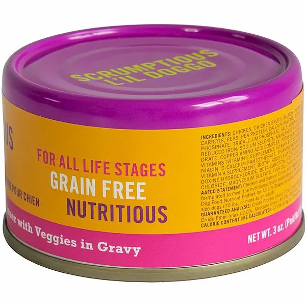 Chicken Salmon & Veggie Dinner in Gravy - Wet Dog Food - Scrumptious