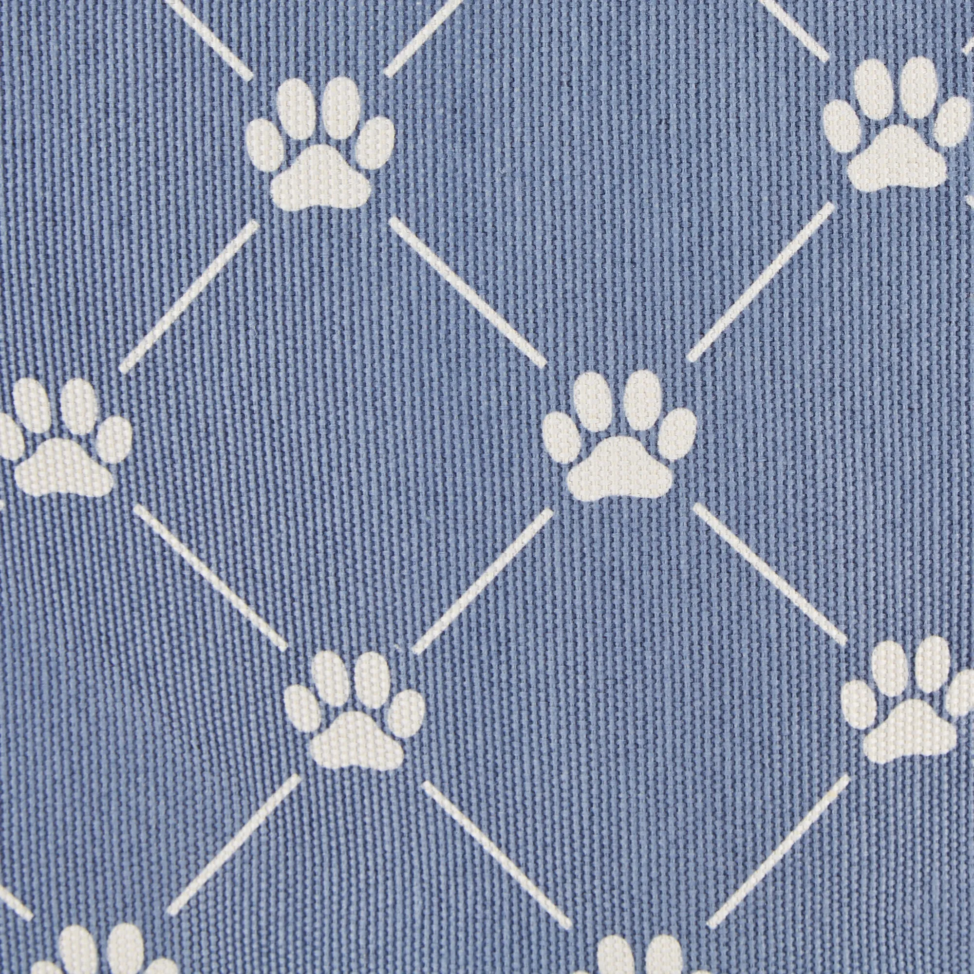 Collapsible Pet Storage Collapsible Bin, Trellis Paw Print, Stonewash Blue, Large Round - 18x15"