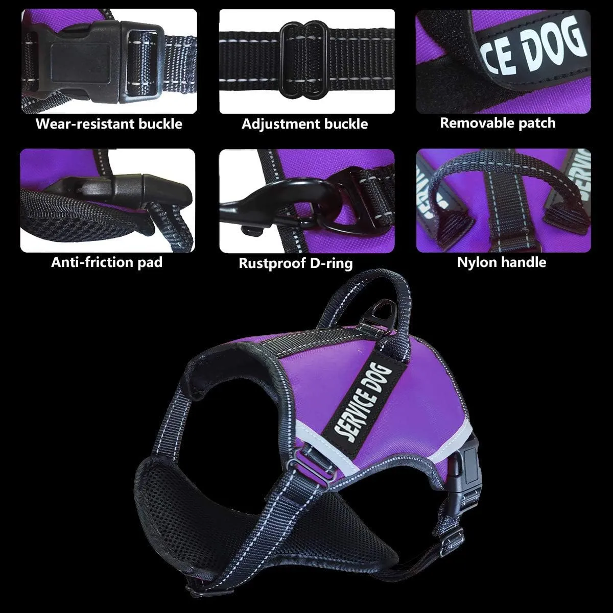 Cymiler Dog Harness,No-Pull Service Dog Harness with Handle,Adjustable Comfort Pet Dog Vest Harness for Outdoor Walking,3M Reflective Vest Easy Control for Small Medium Large Breed
