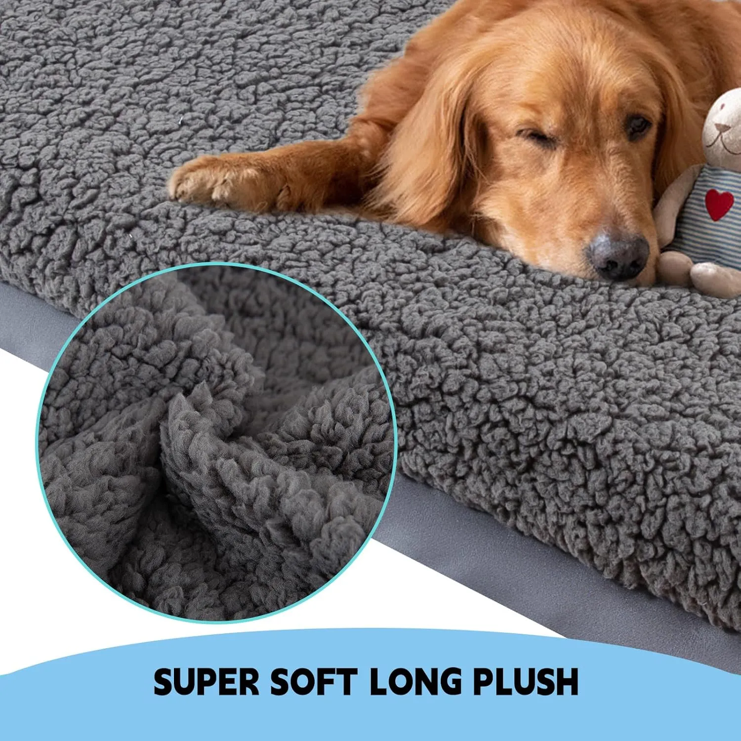 Dog Bed Covers Replacement Washable,Waterproof Dog Deds Cover,Large Protector Soft Plush Replacemen Cushion Slip Pet Dogs/Cat Sofa Mattress Deds with Removable Liner Grey,Cover Only(XL:35*44*6Inch)