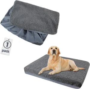 Dog Bed Covers Replacement Washable,Waterproof Dog Deds Cover,Large Protector Soft Plush Replacemen Cushion Slip Pet Dogs/Cat Sofa Mattress Deds with Removable Liner Grey,Cover Only(XL:35*44*6Inch)