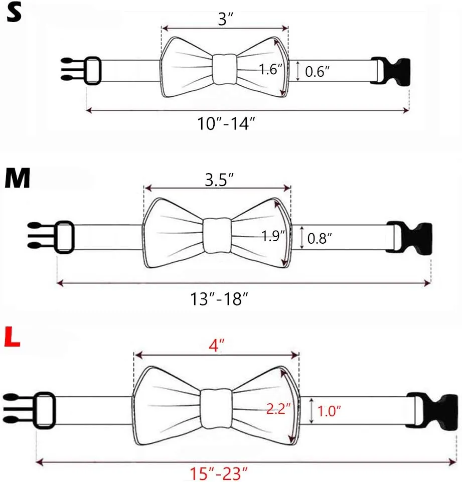 Dog Collar Bowtie - Cute Plaid Sturdy Soft Material&Leather Dog Collars for Small Medium Large Dogs Breed Pup Adjustable 18 Colors and 3 Sizes (red Plaid 2, L 15"-23")