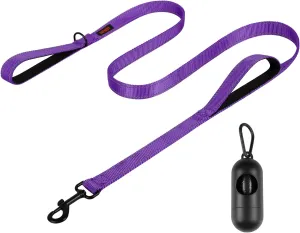 Dog Leash, Heavy Duty Dog Leash, Leashes for Large Breed Dogs .5FT.6FT, Double Handle Dog Leash, Reflective Training Lead, Perfect for Medium to Large Dogs(5FT,Purple)