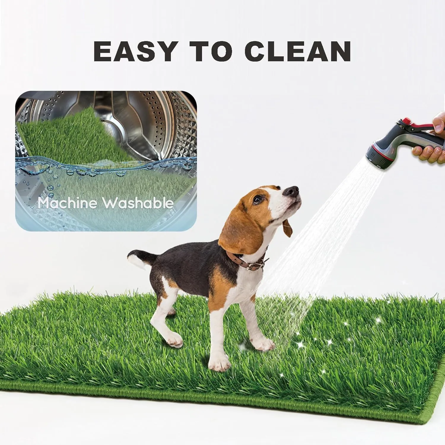 Dog Pee Grass with Washable Pee Pads for Dog Litter Box, Large Ultra-Absorbent Artificial Grass Pads for Dogs Potty Grass with Reusable Puppy Pads for Indoor Potty Training