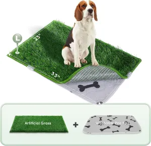 Dog Pee Grass with Washable Pee Pads for Dog Litter Box, Large Ultra-Absorbent Artificial Grass Pads for Dogs Potty Grass with Reusable Puppy Pads for Indoor Potty Training