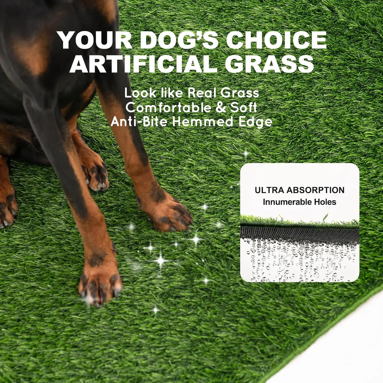 Dog Pee Grass with Washable Pee Pads for Dog Litter Box, Large Ultra-Absorbent Artificial Grass Pads for Dogs Potty Grass with Reusable Puppy Pads for Indoor Potty Training