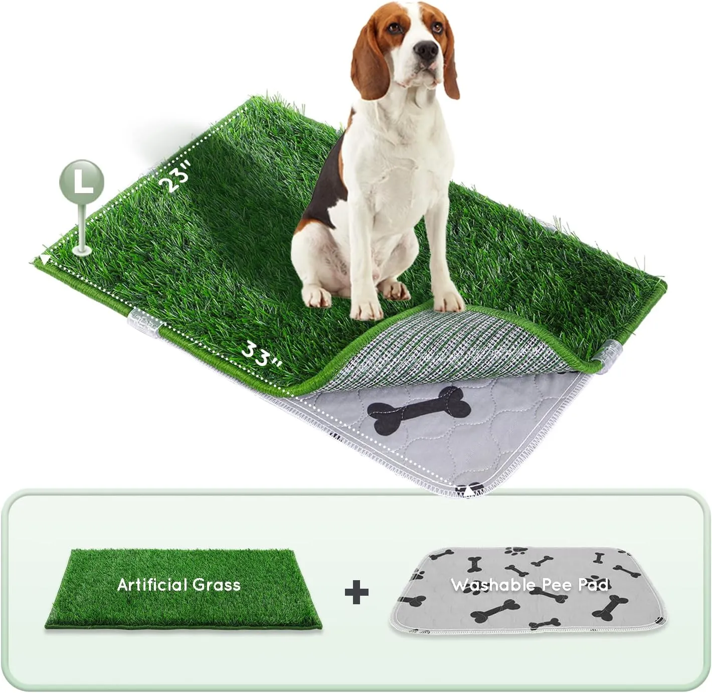 Dog Pee Grass with Washable Pee Pads for Dog Litter Box, Large Ultra-Absorbent Artificial Grass Pads for Dogs Potty Grass with Reusable Puppy Pads for Indoor Potty Training