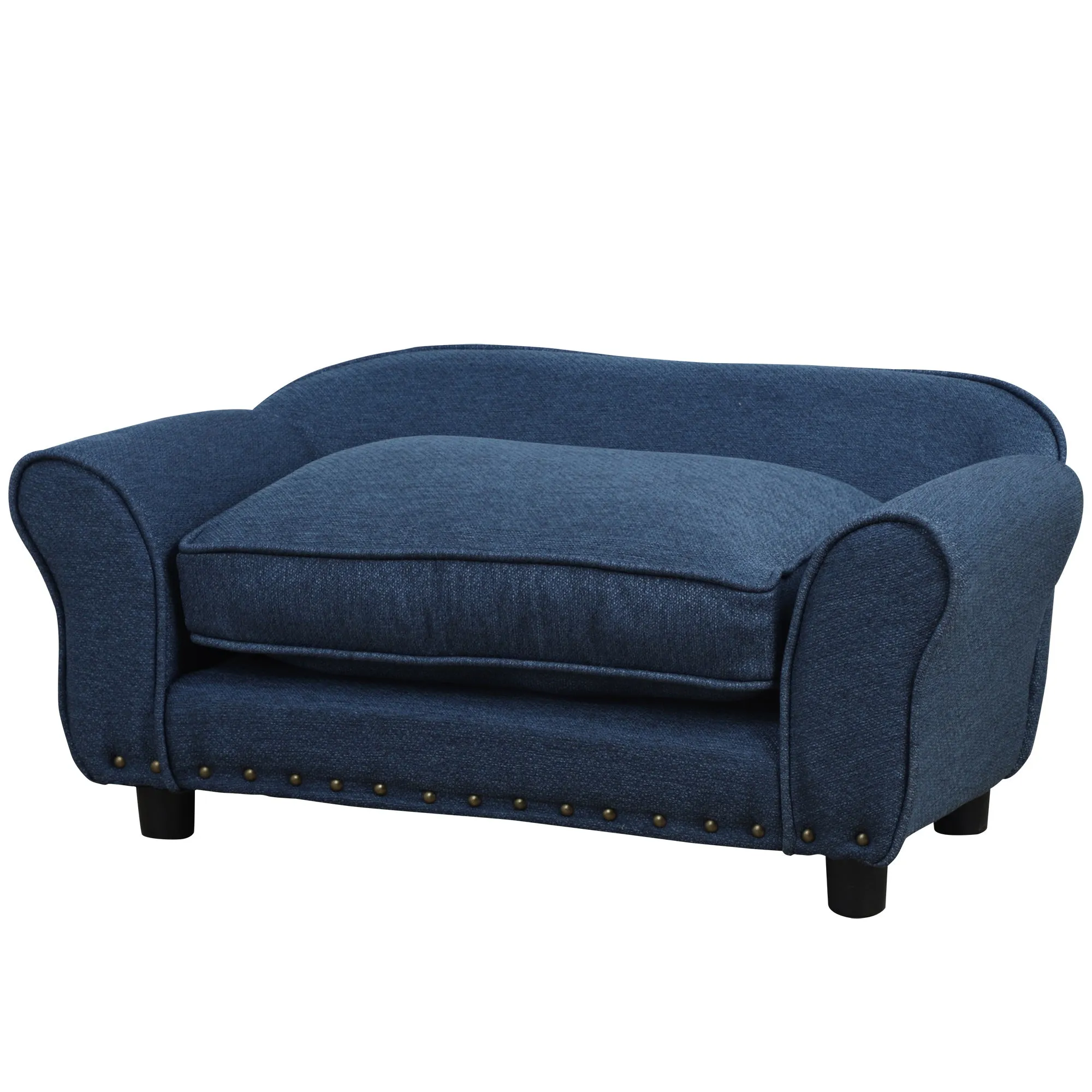 Dogs Elevated Plush Sponge Sofa Bed Navy