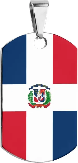 Dominican Republic Flag Customized Pet ID Tags Stainless Steel Dog Tags Cute Pattern Print Design