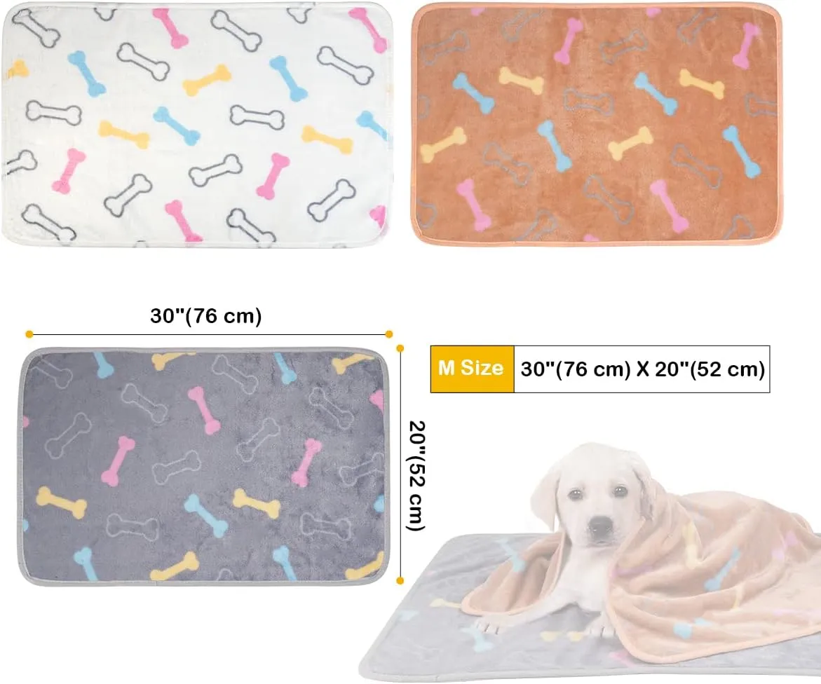 Dono 1 Pack 3 Dog Blankets, Soft Fluffy Fleece Pet Blanket Warm Sleep Mat Paw Print Design Puppy Kitten Throw Blankets Doggy Blanket for Dogs