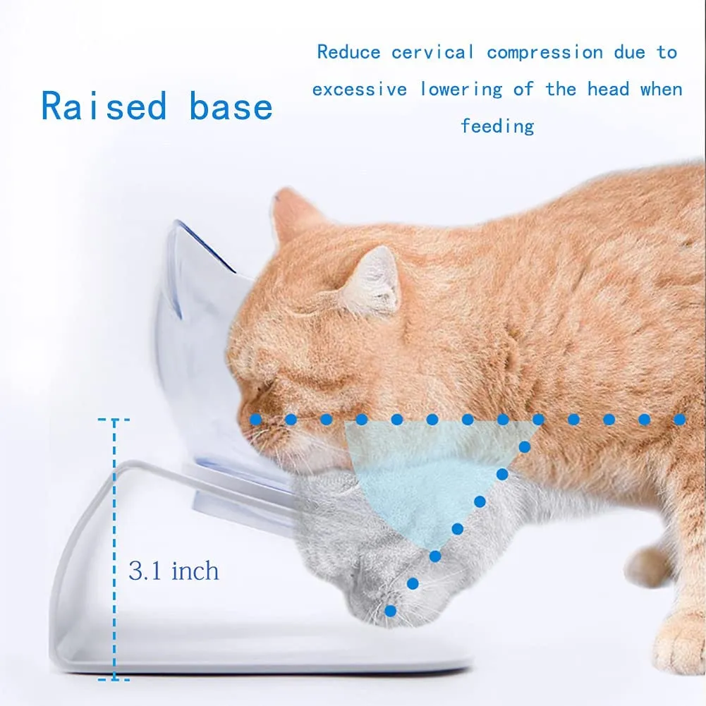 Double Elevated Cat Bowls with Raised Stand, Pet Food Water Feeder Bowl for Cats or Small Dogs