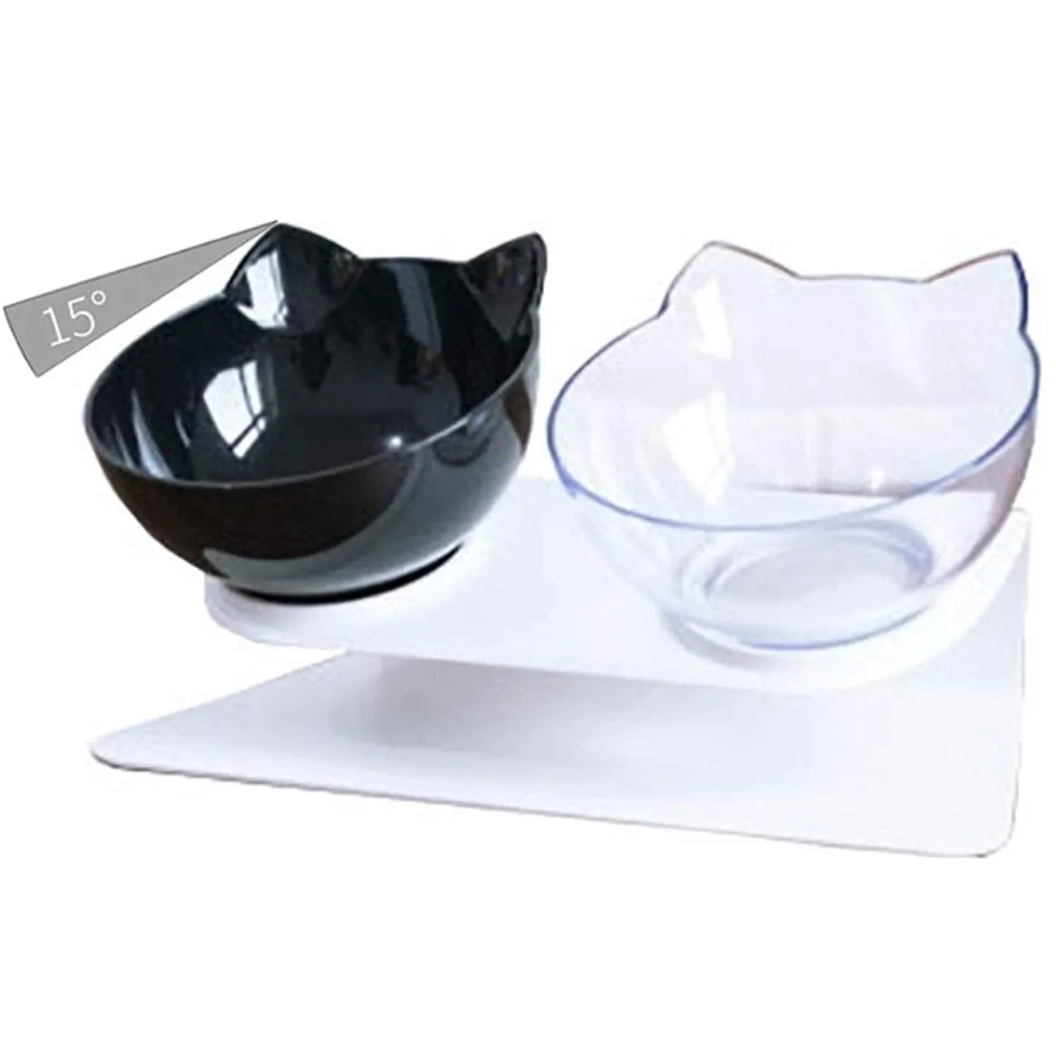 Double Elevated Cat Bowls with Raised Stand, Pet Food Water Feeder Bowl for Cats or Small Dogs