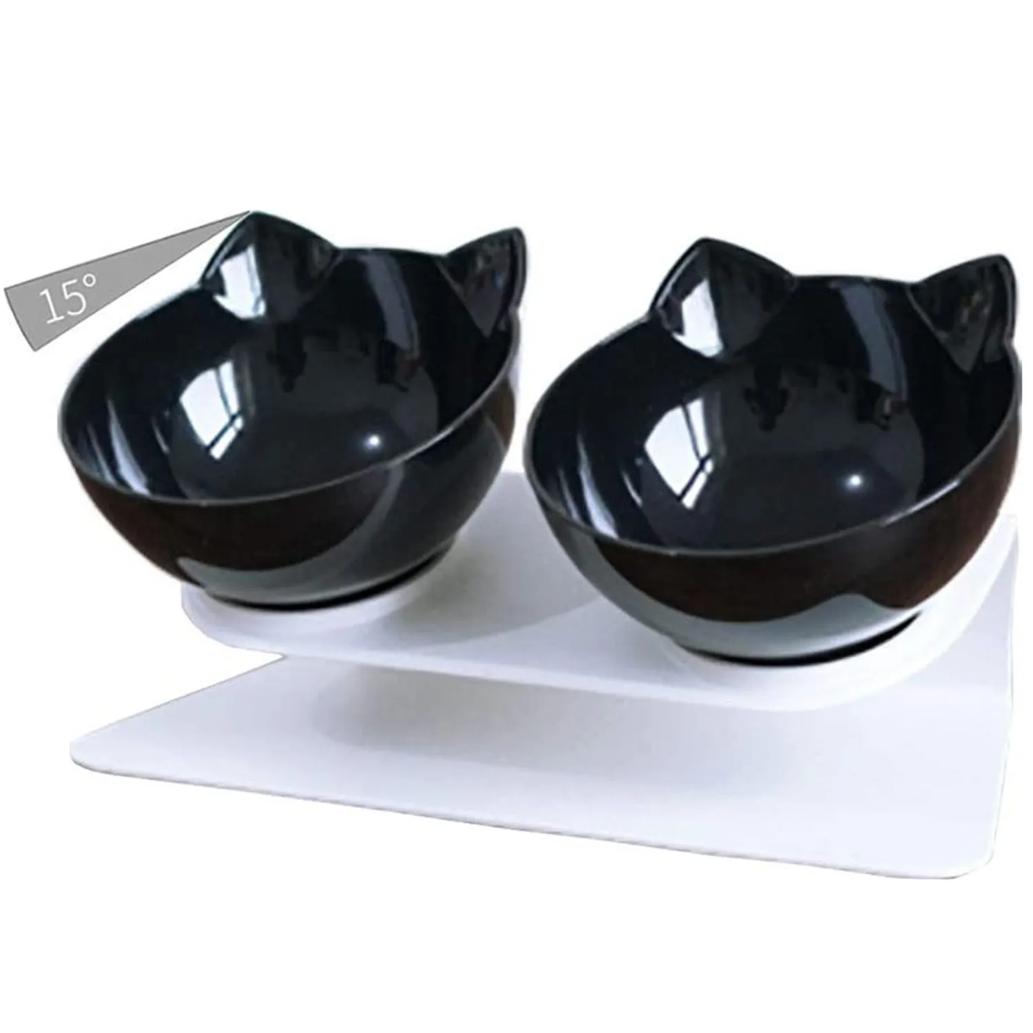 Double Elevated Cat Bowls with Raised Stand, Pet Food Water Feeder Bowl for Cats or Small Dogs