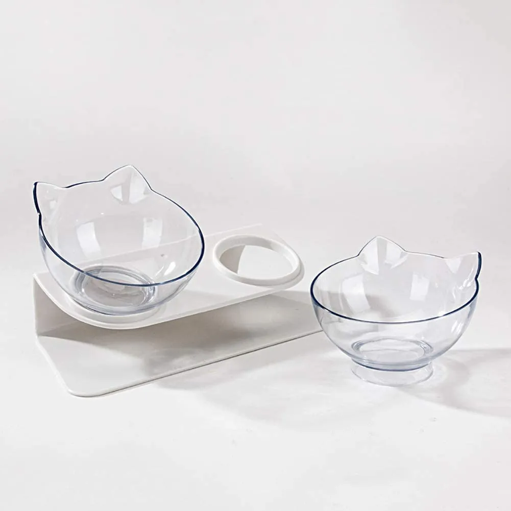Double Elevated Cat Bowls with Raised Stand, Pet Food Water Feeder Bowl for Cats or Small Dogs