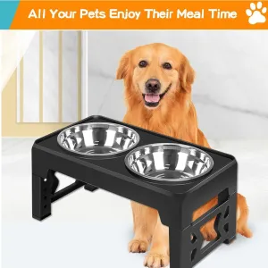 Elevated Dog Feeder Dogs Bowls Adjustable Raised