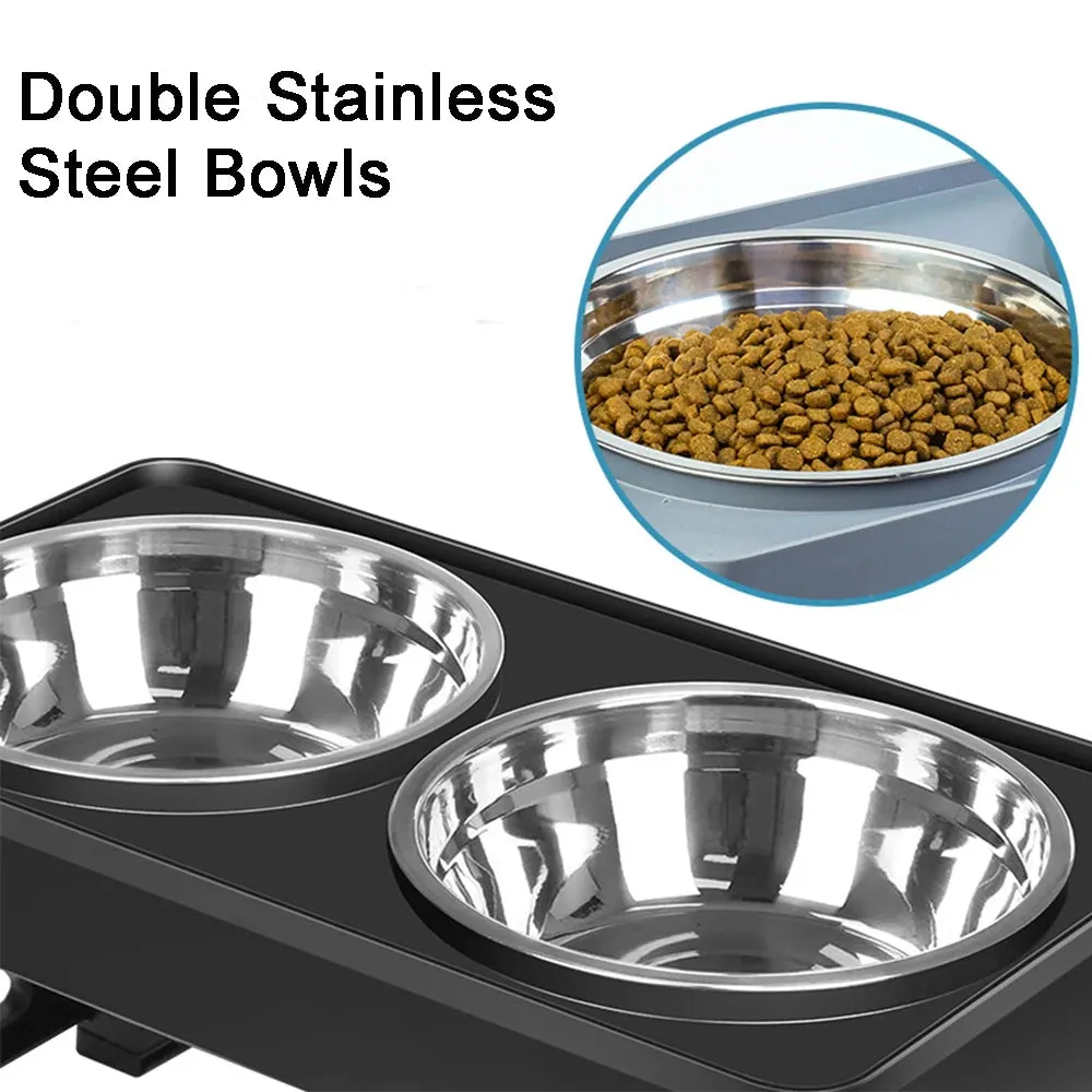 Elevated Dog Feeder Dogs Bowls Adjustable Raised