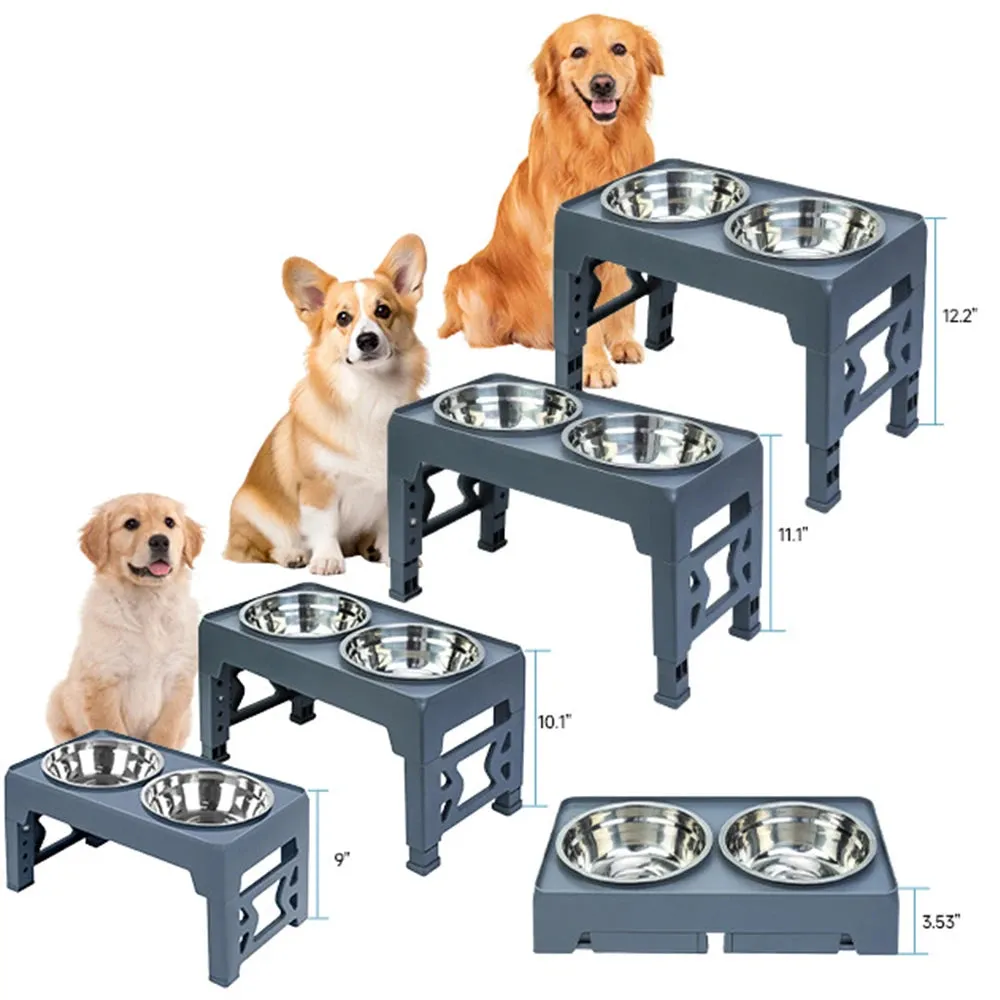 Elevated Dog Feeder Dogs Bowls Adjustable Raised