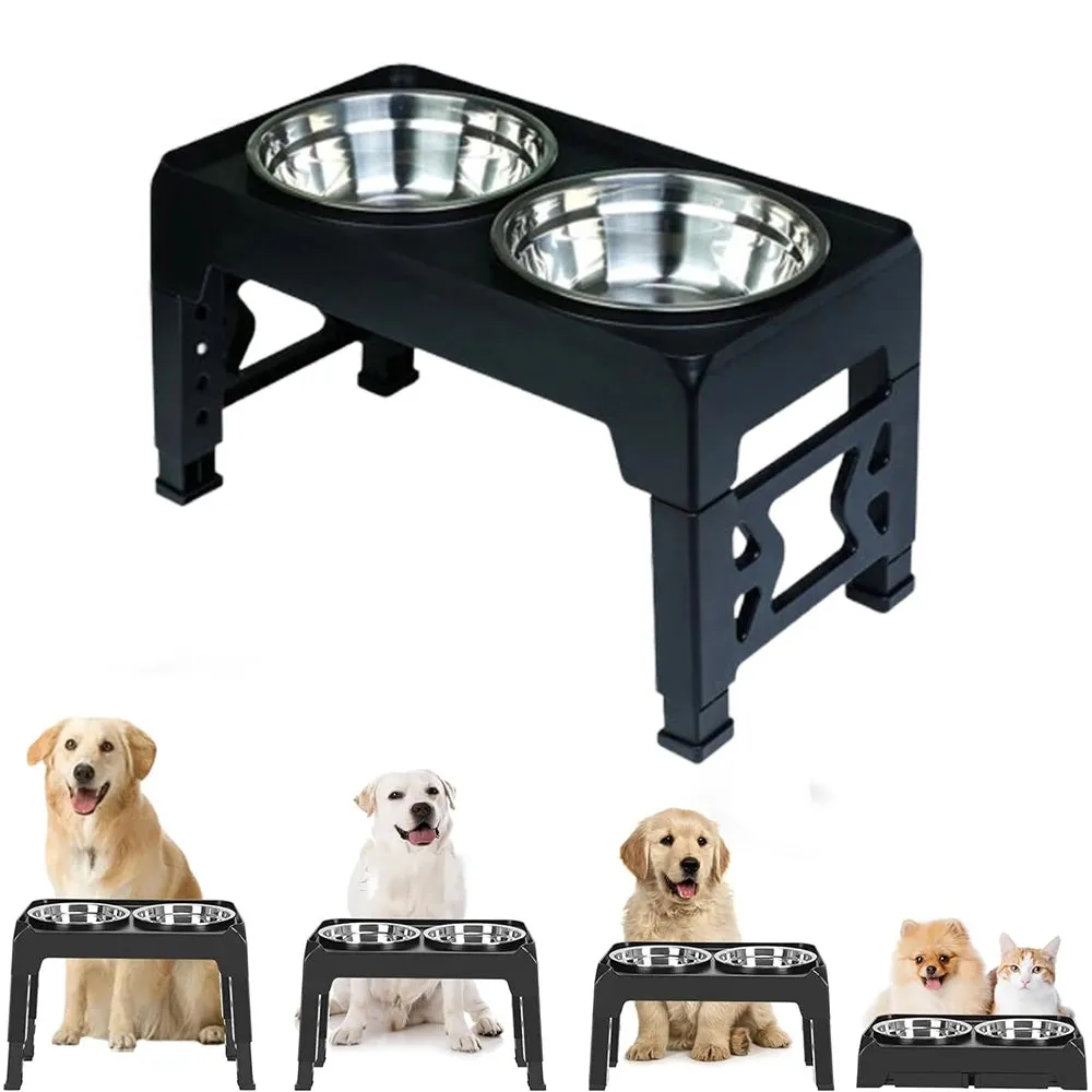 Elevated Dog Feeder Dogs Bowls Adjustable Raised
