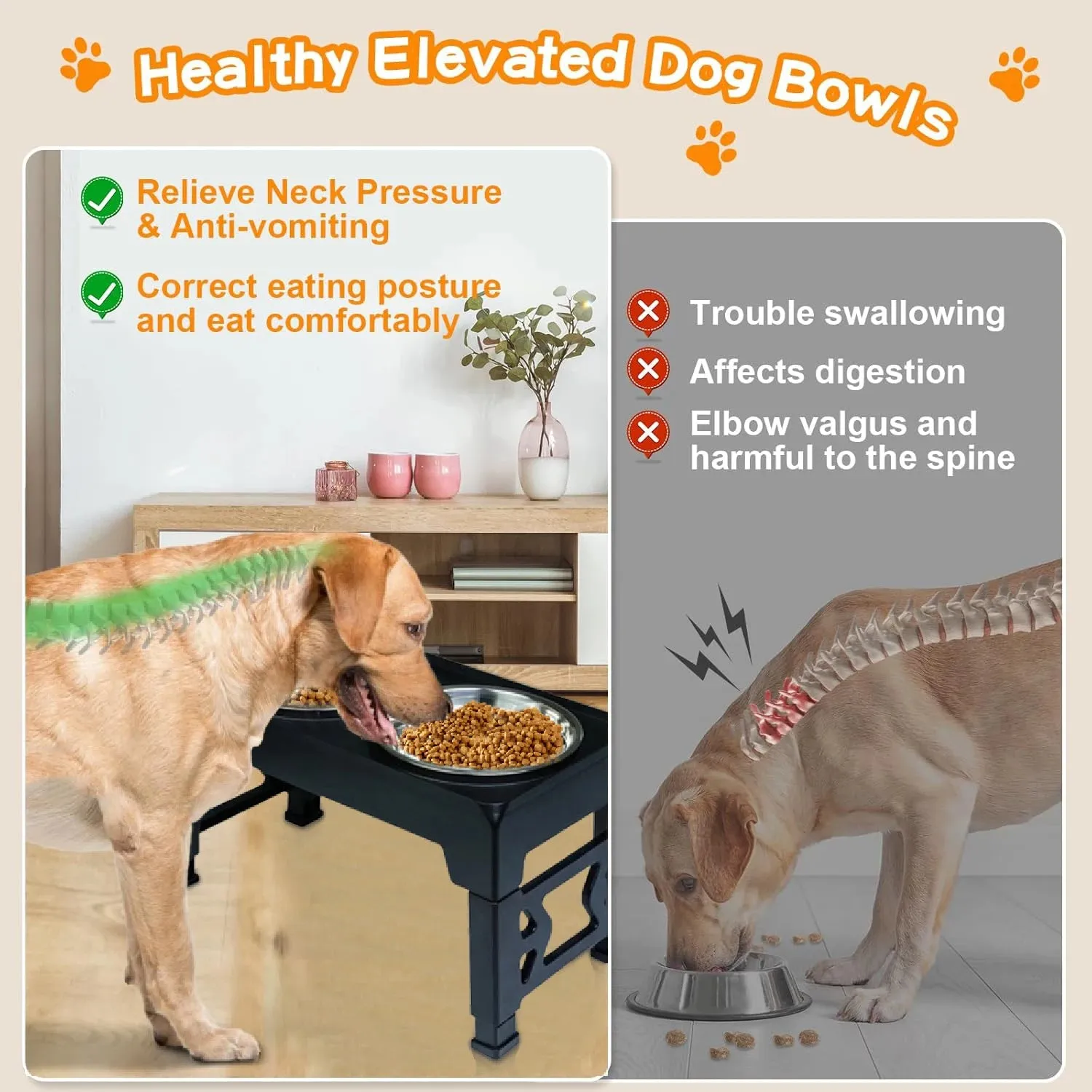 Elevated Dog Feeder Dogs Bowls Adjustable Raised