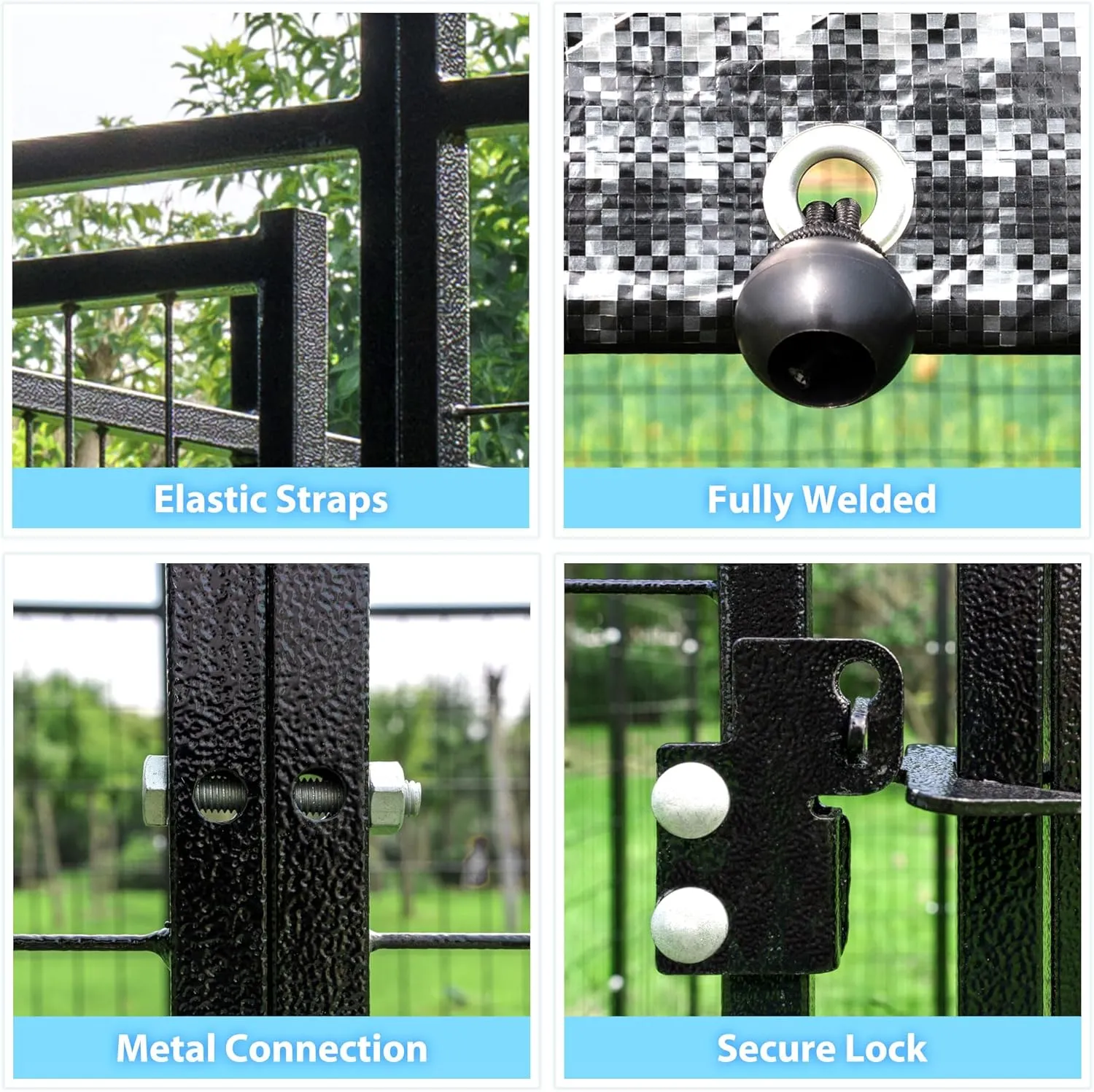 Expandable Large Outdoor Dog kennels,Upgraded Pet Palypen Dog House with Removable Waterproof Cover UV -Resistant Roof,Outside Heavy Duty Dog Enclosure with 2 Feeding Bowls(8'L x 4'W x 6'H)