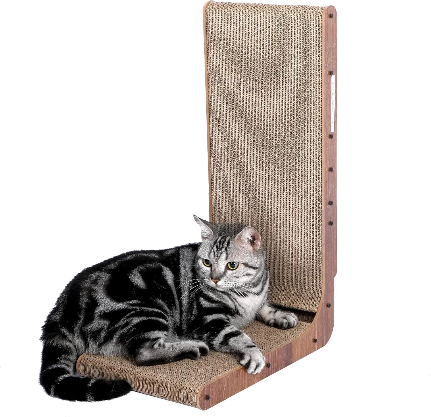 Fluffydream Cat Scratcher with Cat Toys Ball Track, Build-in Ball, L-Shaped Scratcher, Cardboard Lounge Bed, Stable and Durable, Furniture Protector, Reversible