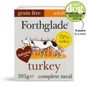 Forthglade | Grain Free Natural Complete Wet Dog Food Tray | Turkey with Sweet Potato & Vegetables - 395g