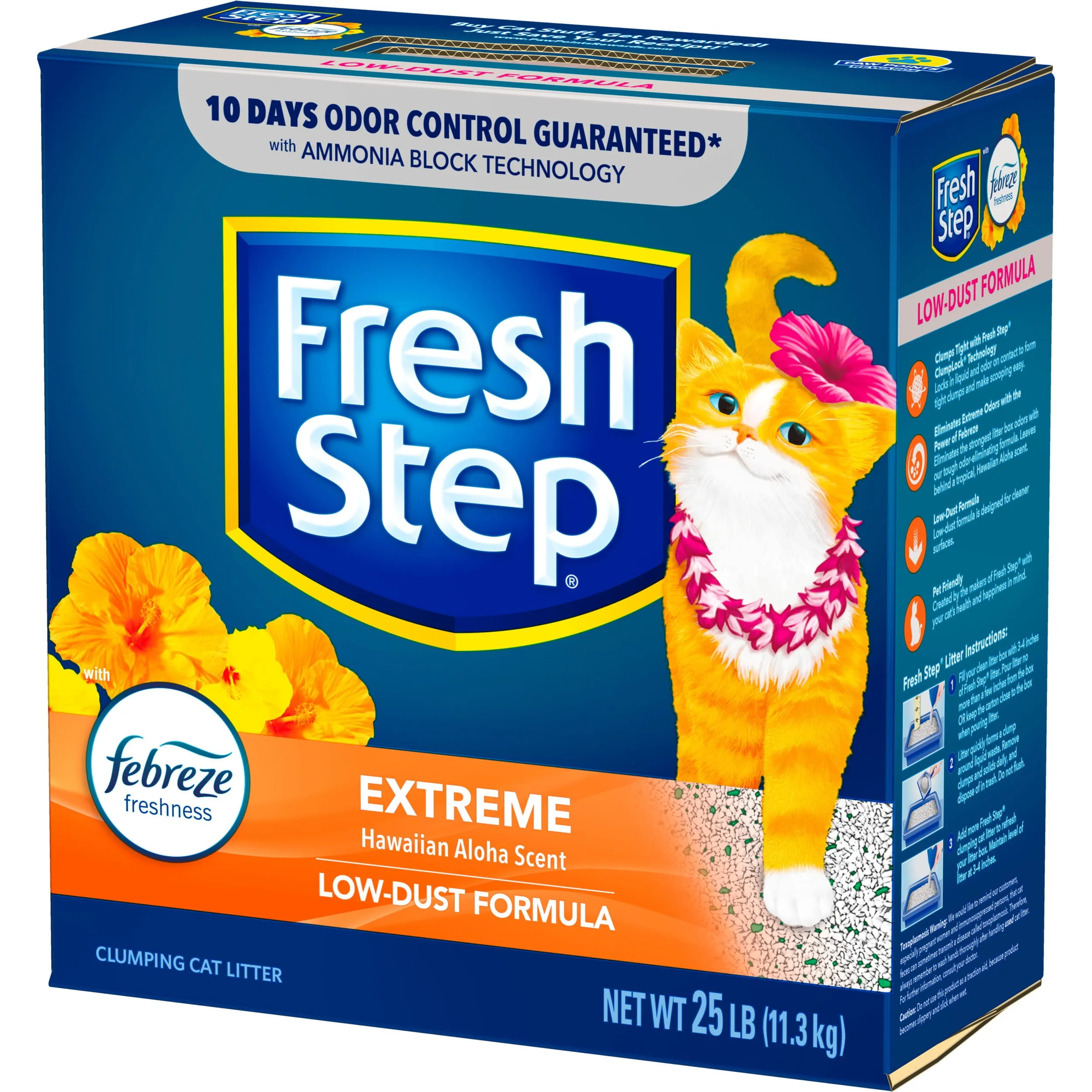 Fresh Step Extreme Hawaiian Aloha Scented Litter with Febreze, Clumping Cat Litter, 25 lb