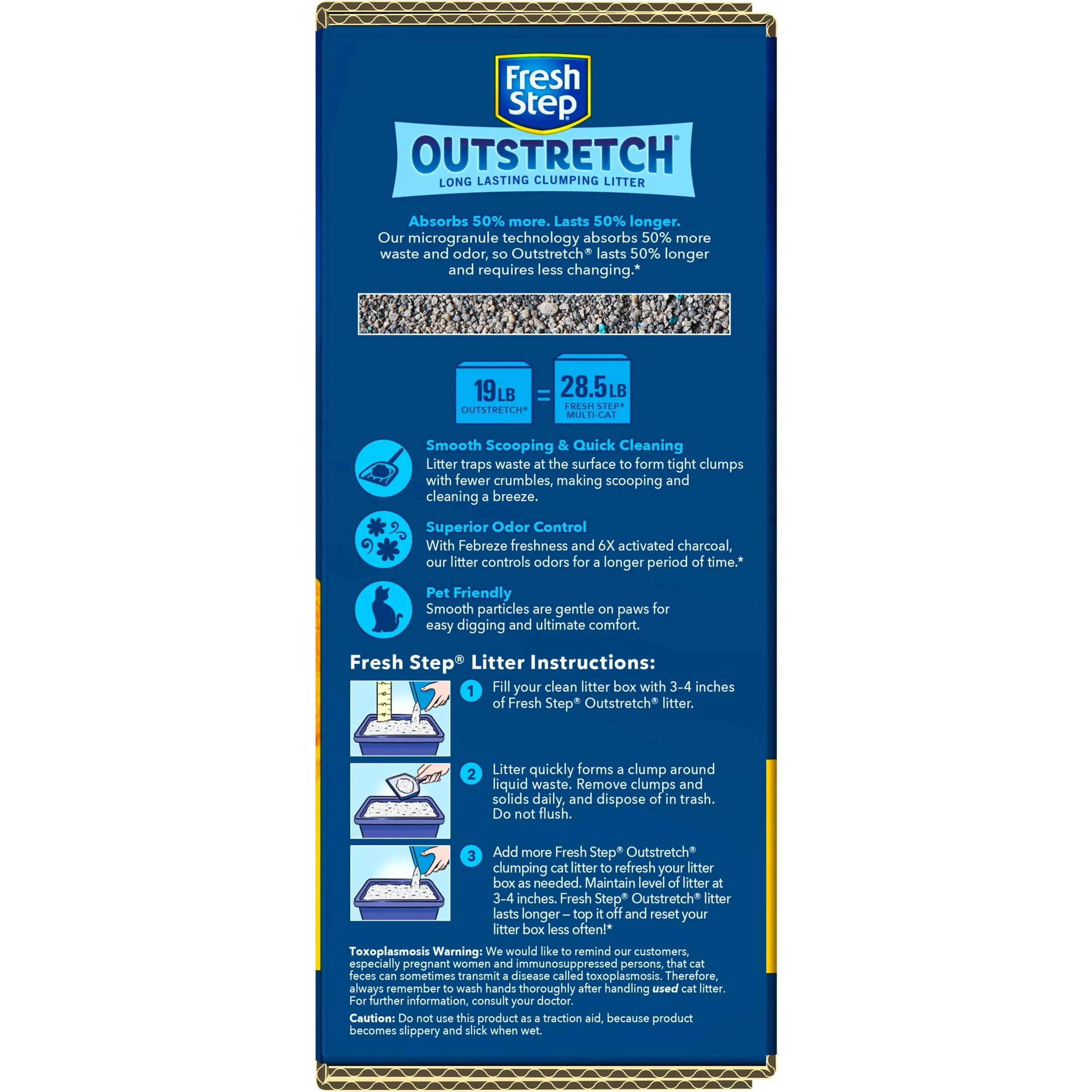 Fresh Step Outstretch Long Lasting Concentrated Litter with Febreze, Clumping Cat Litter, 19 lb