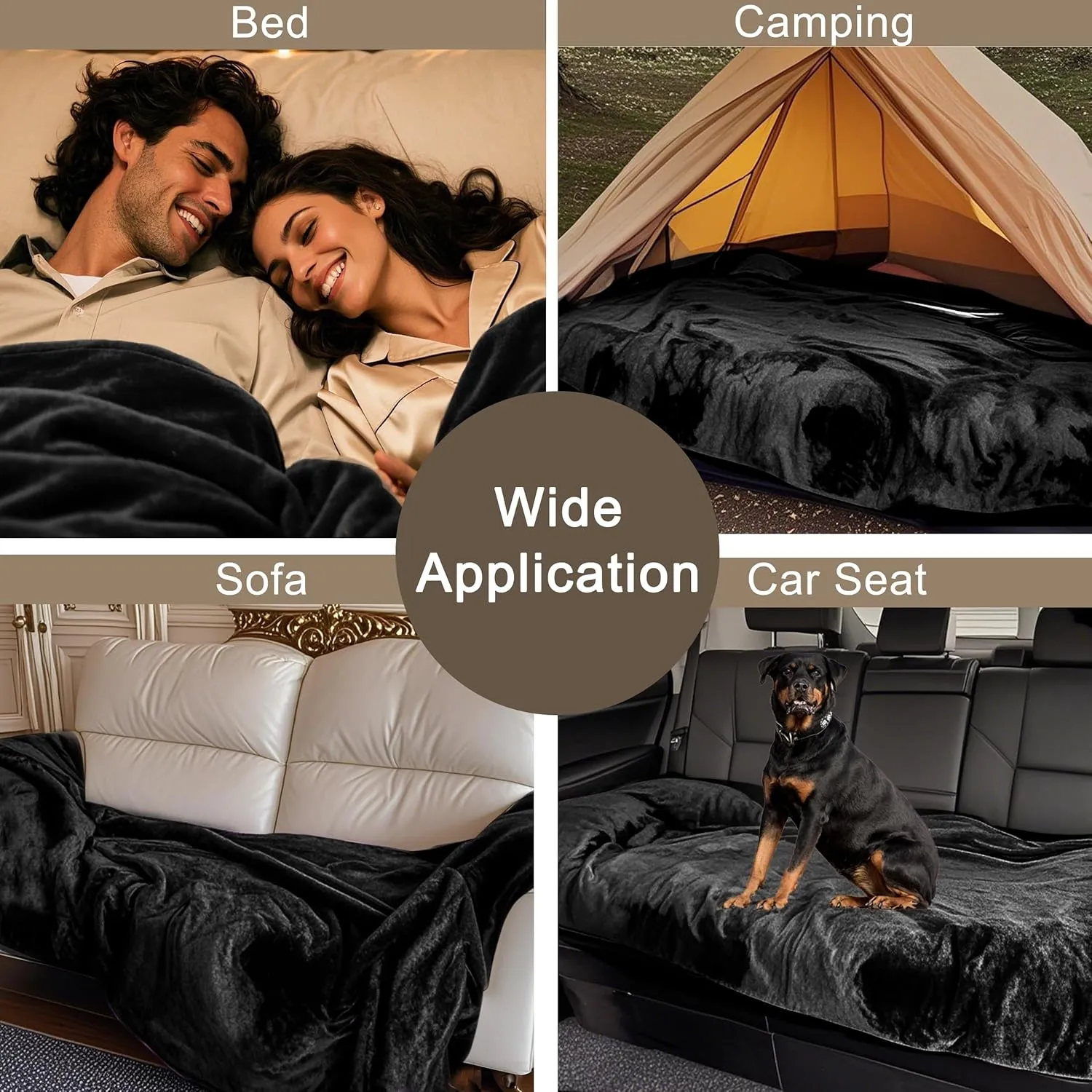 gogobunny Waterproof Bed Blanket, Reversible Sherpa Fleece Throw Blanket for Dog Puppy Cat, Furniture Cover Protects Bed Couch Sofa from Liquid Pee and Pet Fur (Black, 50x60 inches)