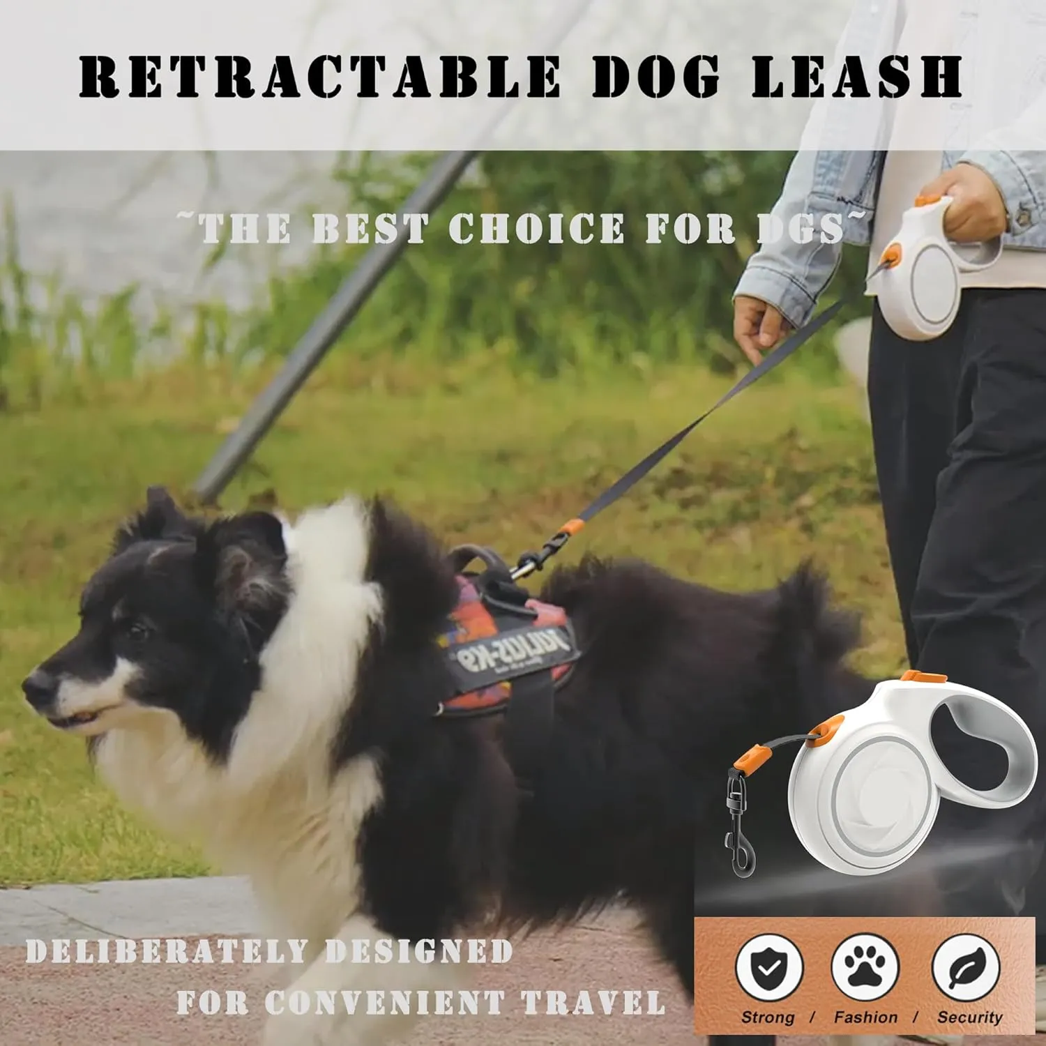 HCY&WLD Retractable Dog Leash with Anti-Slip Handle, 10 ft Durable Pet Walking Leash for Small Dogs/Cats/Small Animals up to 26 lbs, 360 Tangle Free, One-Handed Brake, Pause, Lock