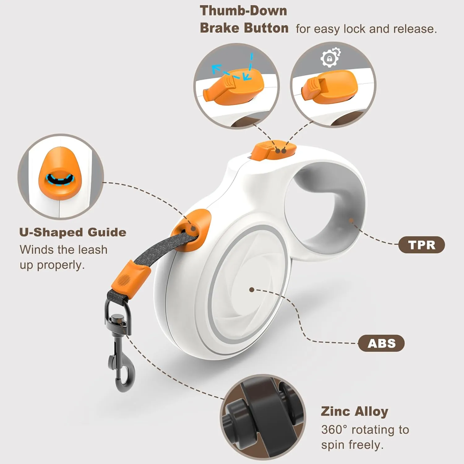 HCY&WLD Retractable Dog Leash with Anti-Slip Handle, 10 ft Durable Pet Walking Leash for Small Dogs/Cats/Small Animals up to 26 lbs, 360 Tangle Free, One-Handed Brake, Pause, Lock