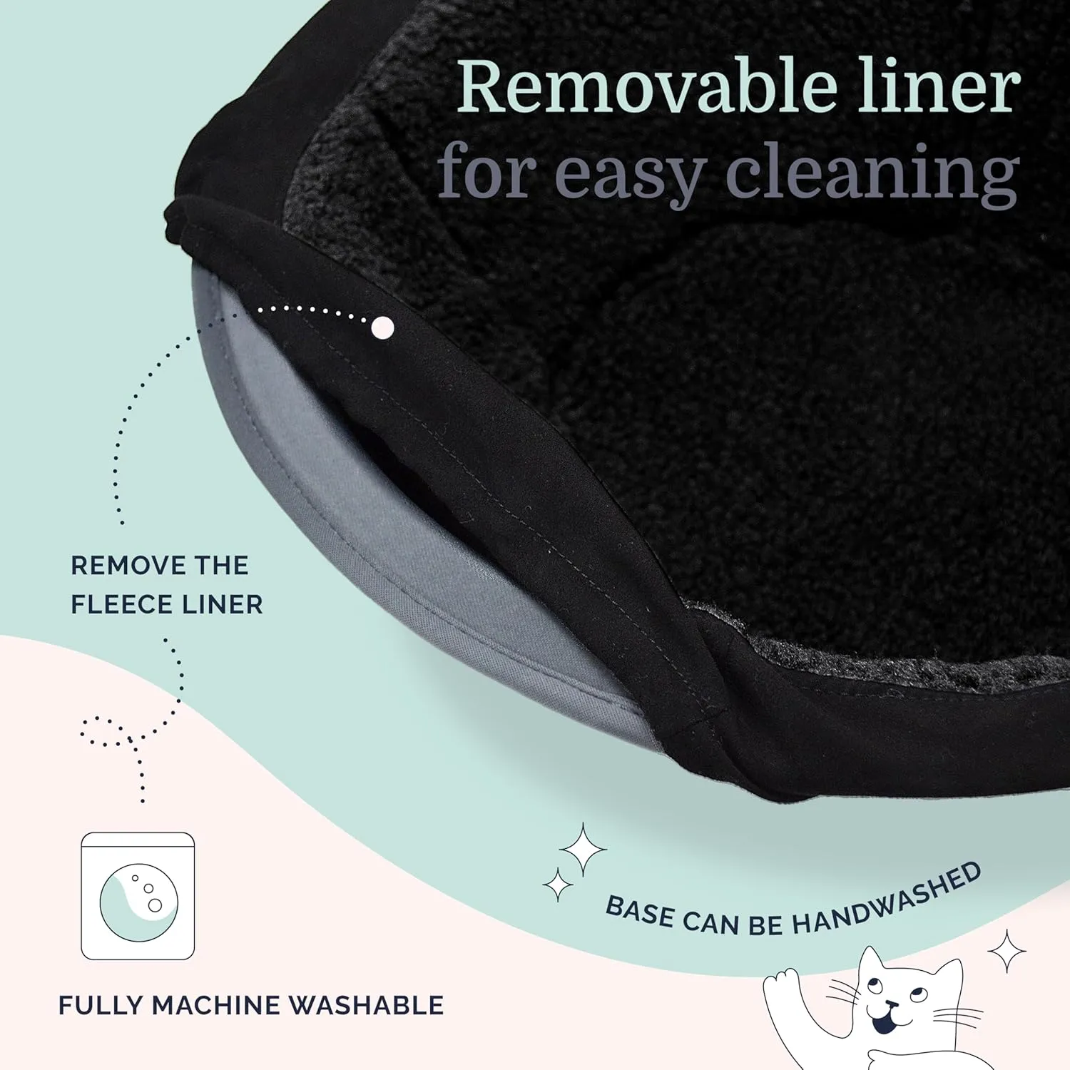 Hepper Cat Nest - Washable Cat Bed with Removable Fluffy Fleece Liner - Cozy Comfy Calming Cat Bed Round Shape - Cat Warming Bed - Donut Cat Bed Desk Ready - Small Cat Bed for Indoor Cats