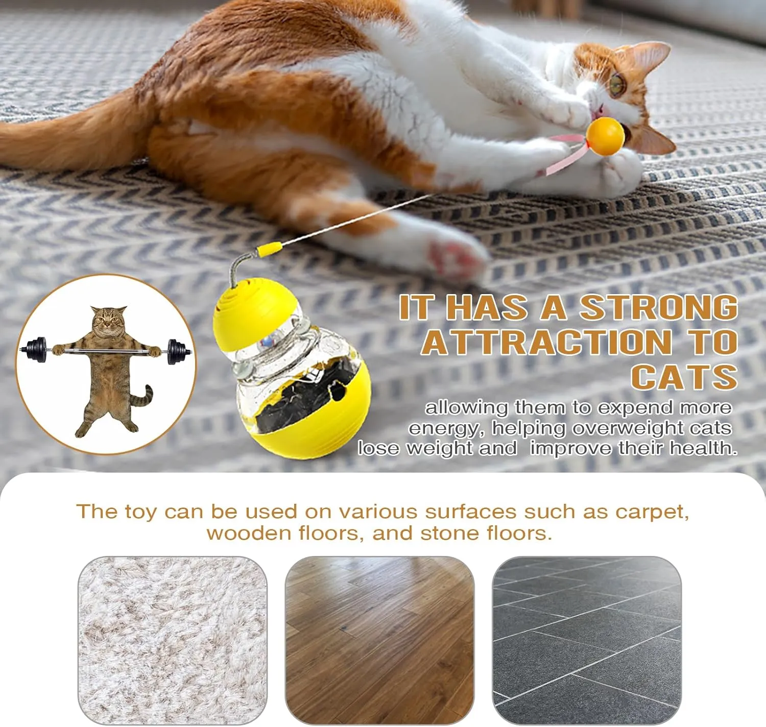 Interactive Cat Toy for Indoor Cats, Puzzle Feeder Kitty Tracking Balls Toy,Slow Food Dispenser Feeder Dispensing Feeding Cat Toys for Bored Indoor (YellowA)