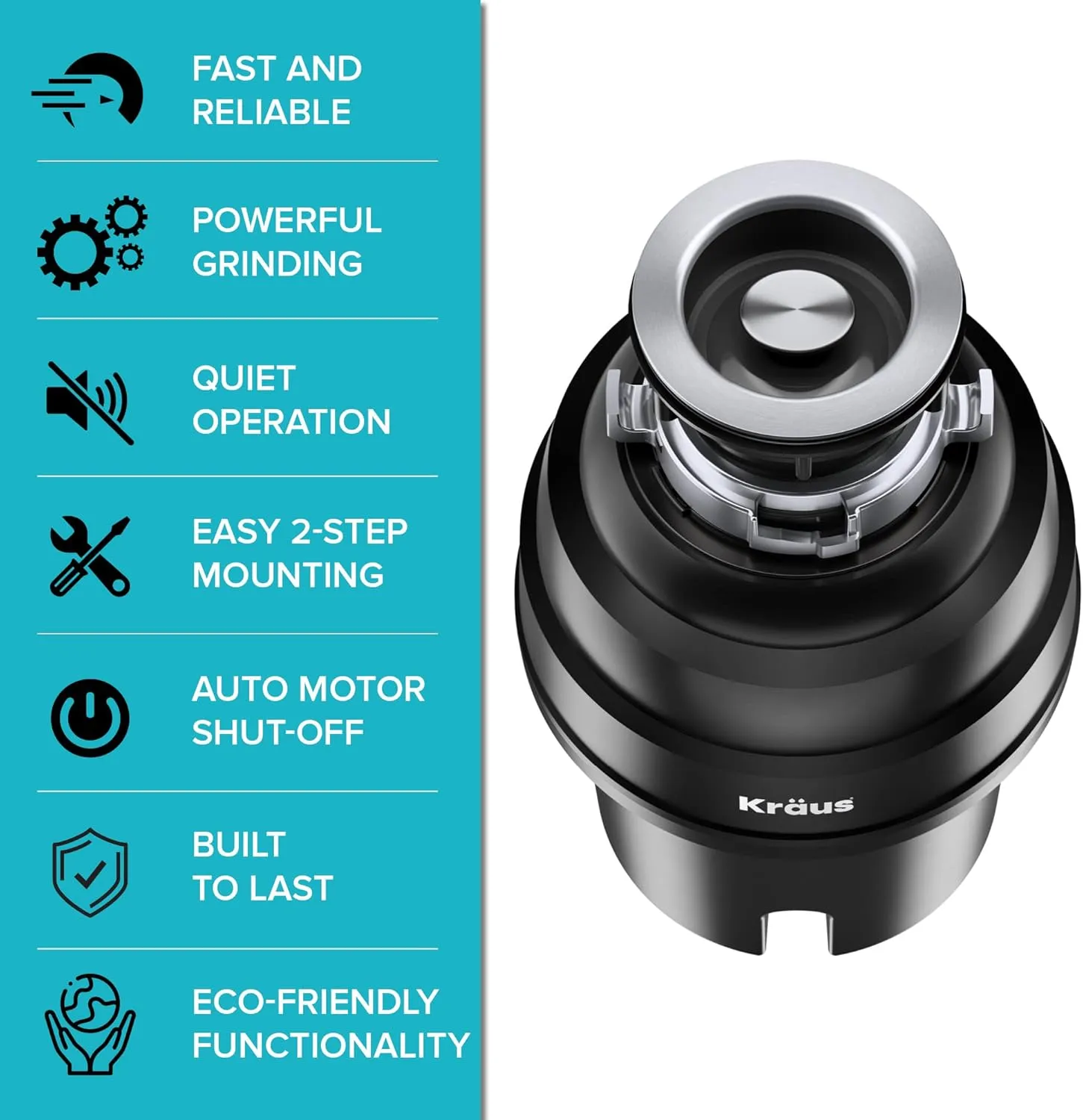 Kraus KGUW2-33MB-100-100, Bellucci Workstation 32 in. Undermount Granite Composite Single Bowl Kitchen Sink in Metallic Black with WasteGuard 1 HP Continuous Feed Garbage Disposal and Accessories