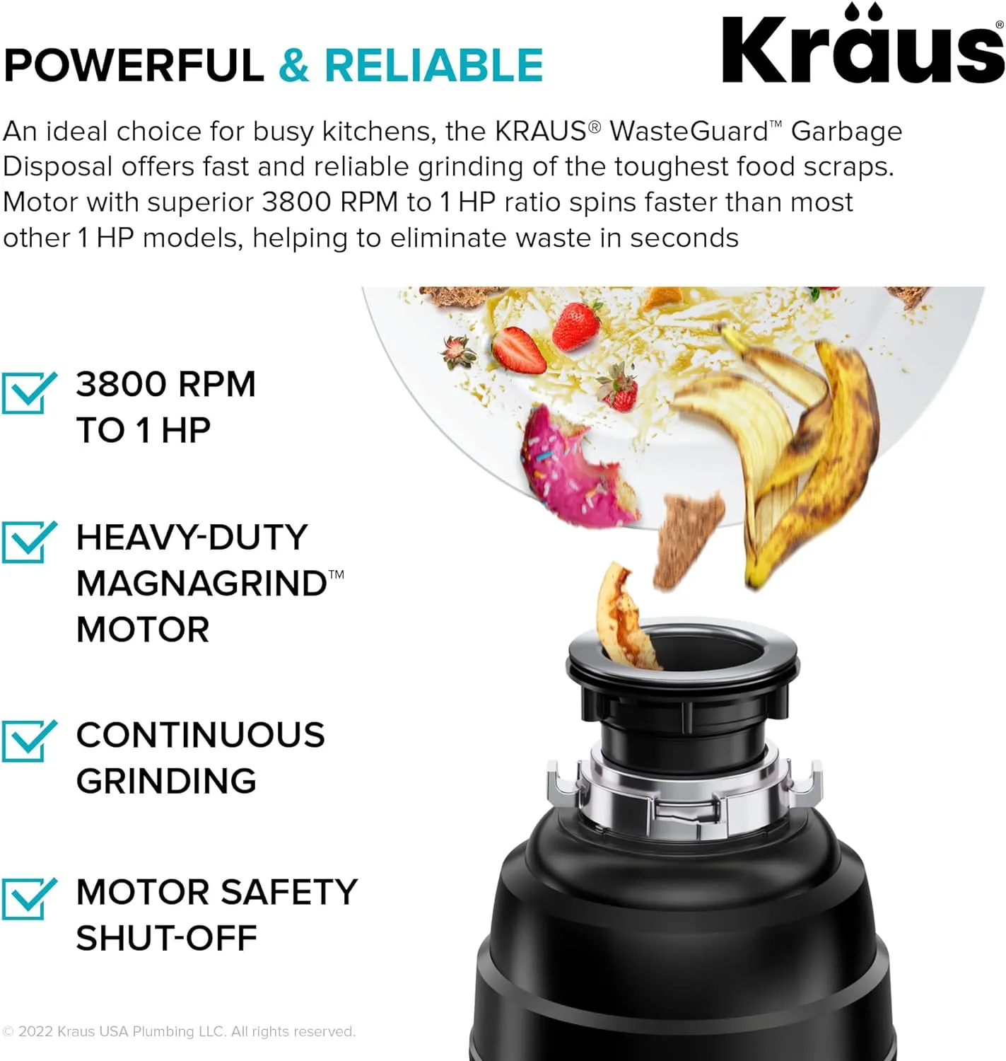 Kraus KGUW2-33MB-100-100, Bellucci Workstation 32 in. Undermount Granite Composite Single Bowl Kitchen Sink in Metallic Black with WasteGuard 1 HP Continuous Feed Garbage Disposal and Accessories